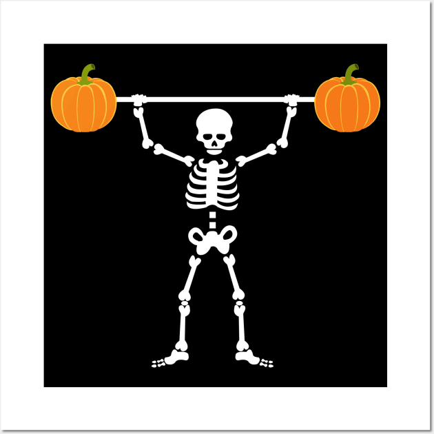 Skeleton Pumpkin Lifting Halloween Gift Wall Art by ChrisWilson